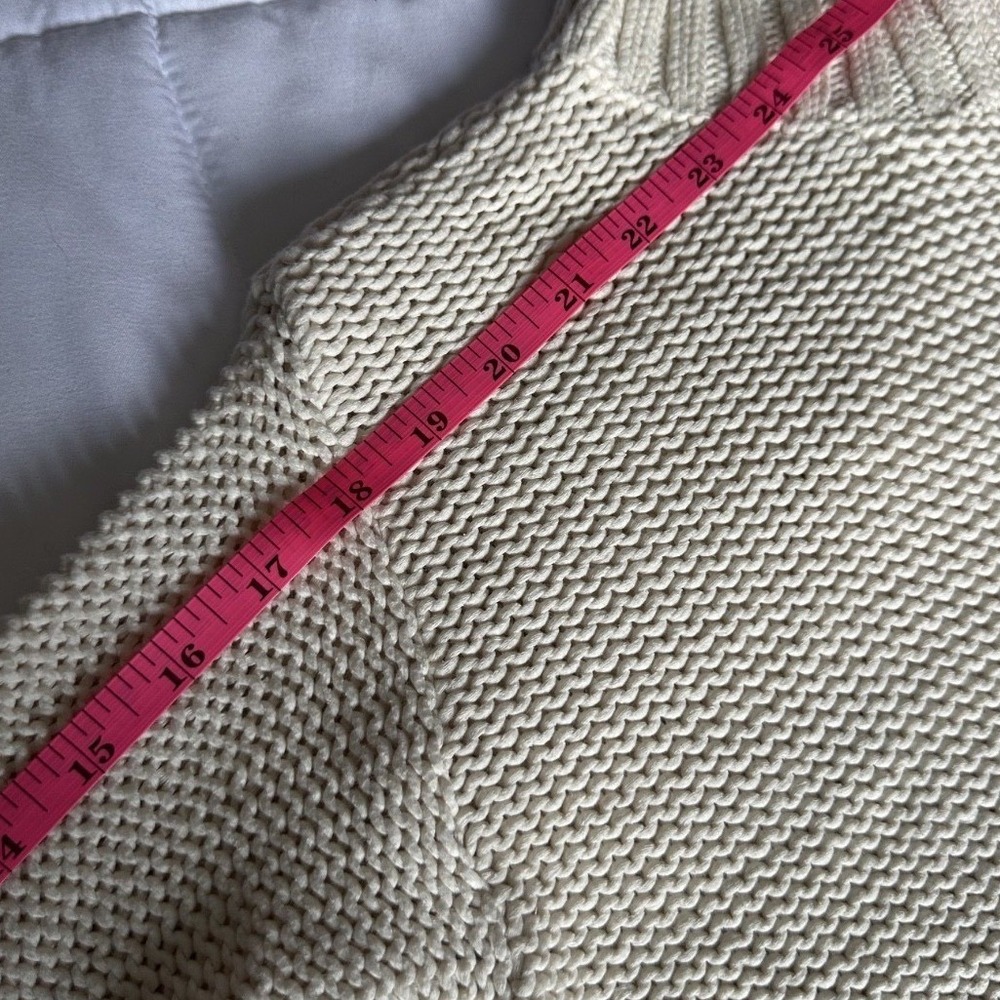 VINTAGE Ralph Lauren Cable Chunky Knit Turtleneck Sweater 3/4 Sleeve Ivory Small - Picture 5 of 7
